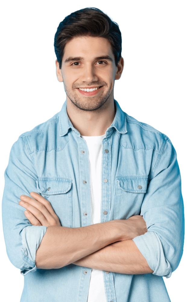 Student standing with arms crossed